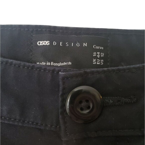 NWOT ASOS Design Curve Oversized Cargo Pants in Black Sz 12 - Picture 9 of 13